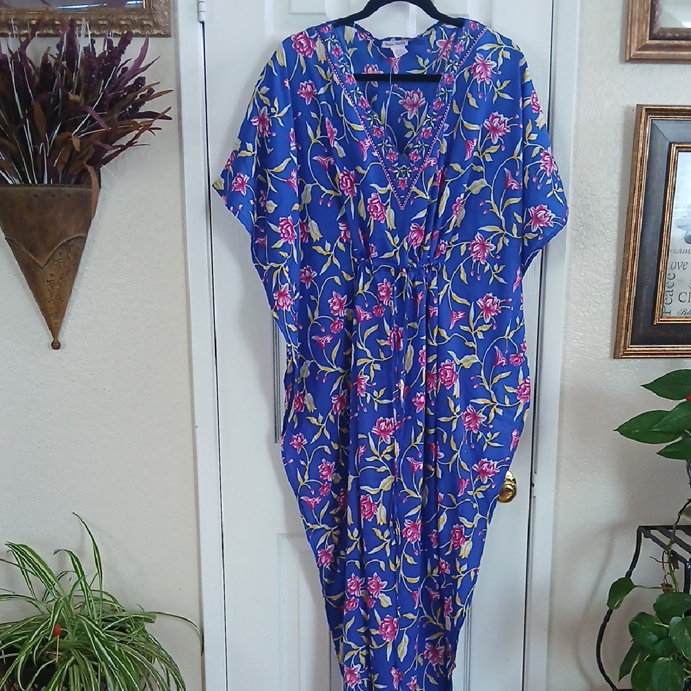 Royal Paisley Floral Blue Maxi Dress